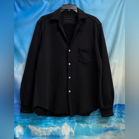 Frank & Eileen Eileen Button-Up Shirt TRIPLE FLEECE Size: M Black - Picture 4 of 16